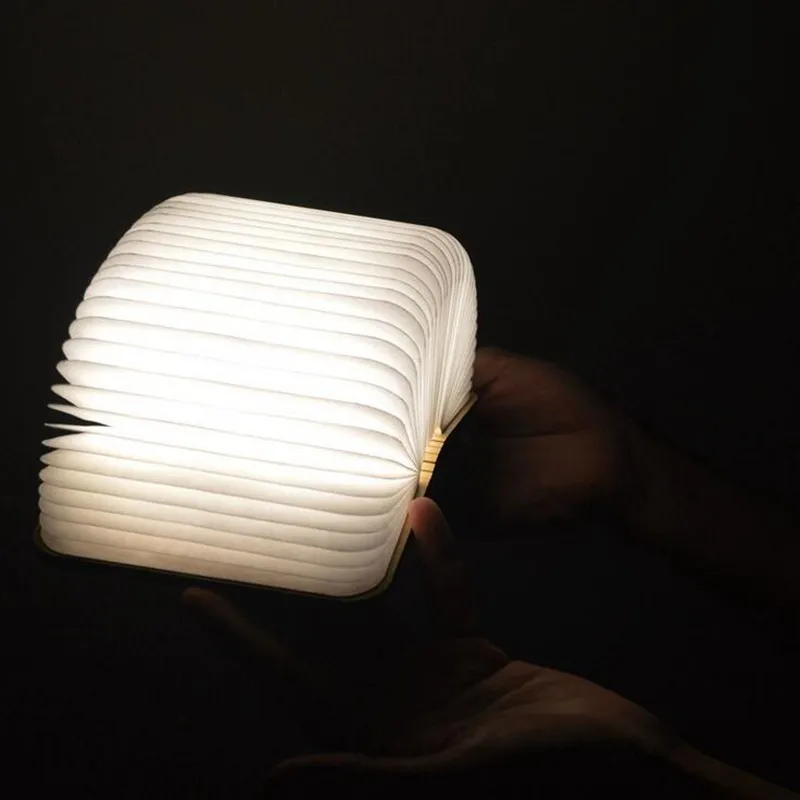 

Tanbaby 4.5W LED PUWooden Folding Book Light USB Rechargeable Desk Lamp Folding Book Reading Light Creative Gift for lover study