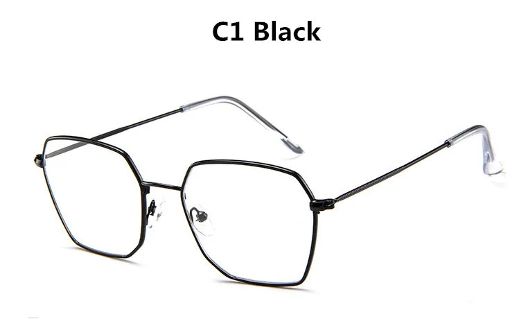 Металлический неправильный многоугольник очки Рамка ретро искусство плоское зеркало оптические очки могут быть оснащены близорукостью очки - Цвет оправы: C1  Black