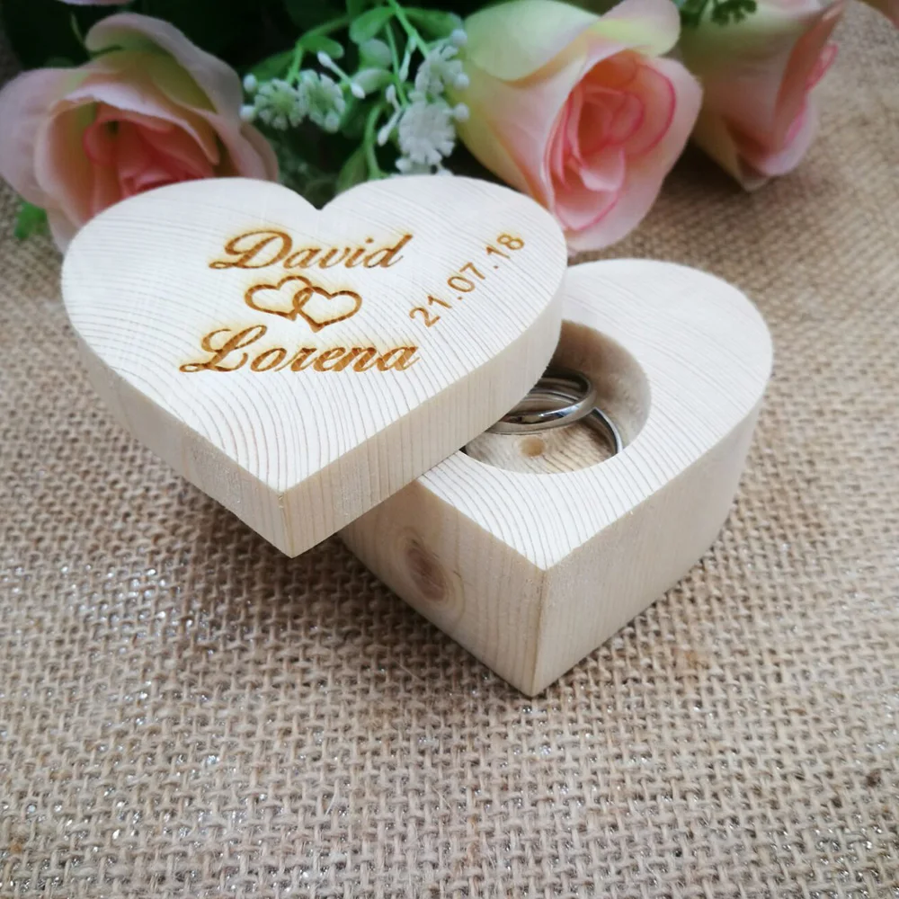 Billige Valentines Engagement spitze Holz Ring Bearer Box, Rustikale Hochzeit Ring Box Halter Custom Ring Box, Personalisierte Hochzeit ring