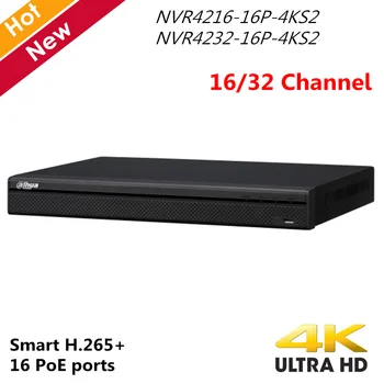 

Original Dahua 4K English version NVR4216-16P-4KS2 NVR4232-16P-4KS2 16ch 32chl 16 PoE ports 4K H.265 Network Video Recorder