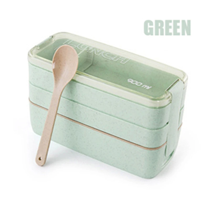 ACEBON японская микроволновая печь Ланч-бокс для детей школы Эко-дружественных BPA бесплатно Пшеничная солома Bento box кухня пластиковый контейнер для еды - Цвет: Green