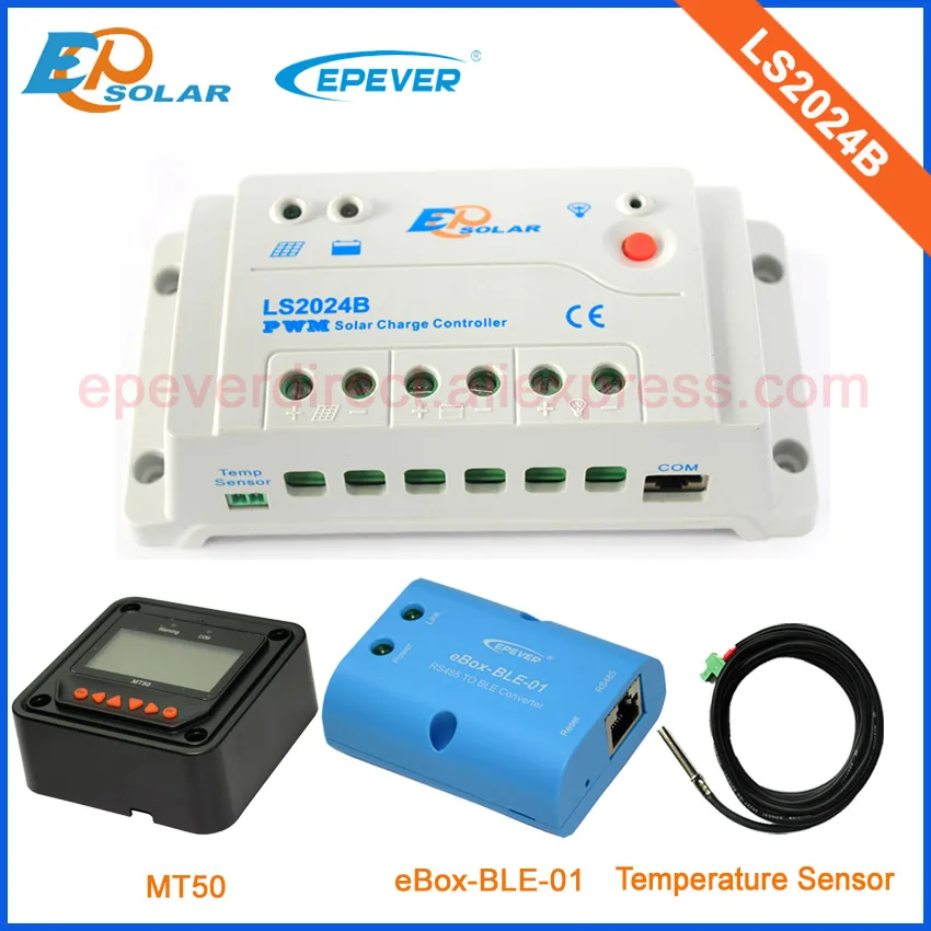 

EPsolar PWM solar charger battery controller with black MT50 remote meter and BLE BOX+sensor LS2024B 20A 20amp