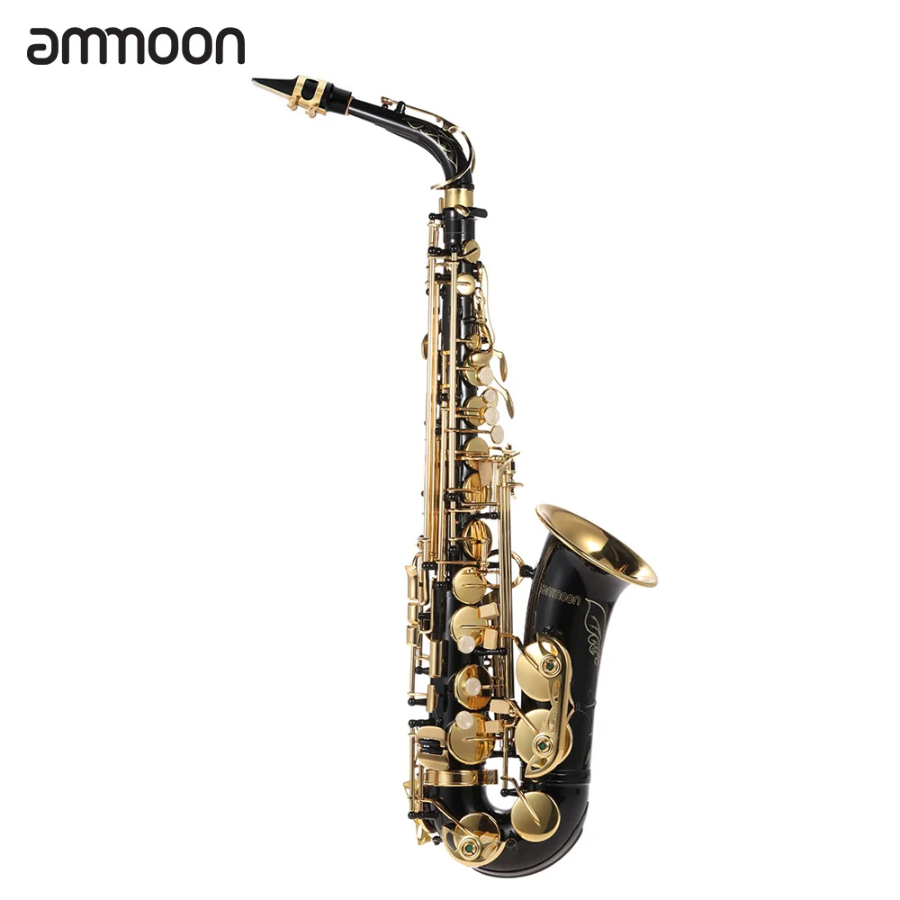 Ammoon Eb Alto саксофон латунный лакированный Золотой E плоский Sax 82Z тип ключа духовой инструмент с чистящей щеткой тканевые перчатки