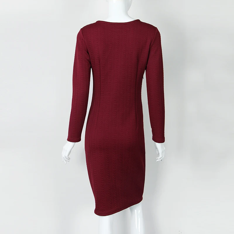 Платье-Свитер в рубчик, винтажное женское облегающее платье миди, зимнее элегантное осеннее теплое трикотажное платье до колена с длинным рукавом GV1024