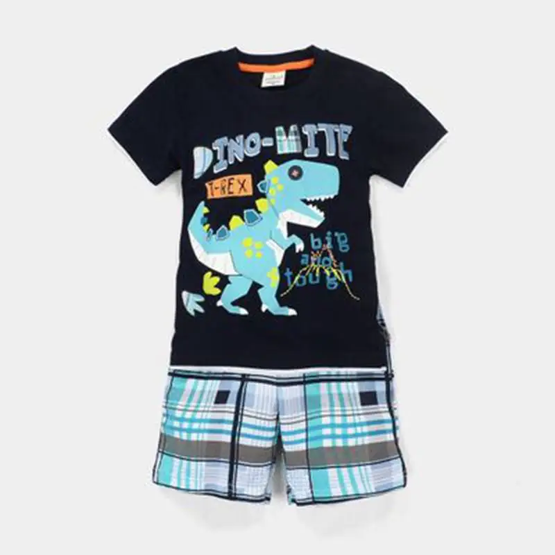 Дизайн летняя Пижама для мальчиков короткий рукав Детская пижамы хлопок детское нижнее белье Пижама спальные костюмы От 2 до 7 лет - Цвет: Color as shown