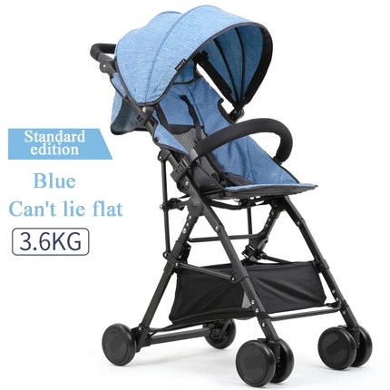 3.6kg Blue Прогулочная коляска с возможностью посадки, 3,6 кг, ультра-светильник, складывающаяся коляска, может сидеть и лежать, детские коляски с высоким пейзажем - Цвет: 3.6kg Blue