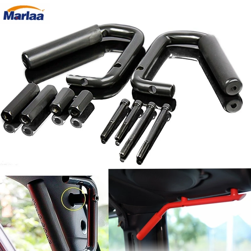 Black Solid Steel Rear Grab Handles Interior Side Grab Handle Bar for