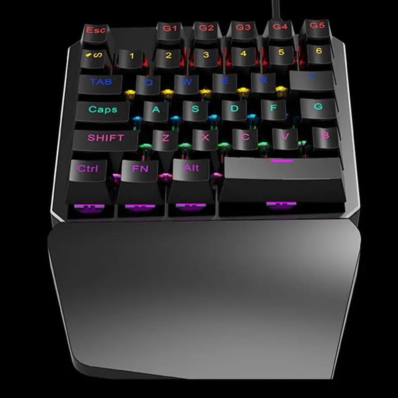 HXSJ J100 игровая мышь Проводная 35 клавиш мышь для ноутбуков 7 подсветка зеленая ось механическая клавиатура полный ключ без коллизии игры Mou