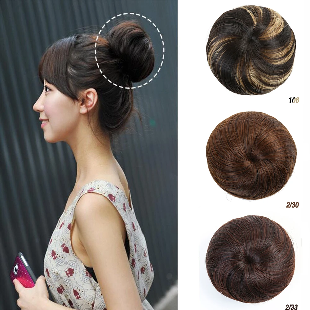 MUMUPI Clip In Human Hair Bun hand woven Scrunchie Chignon Clip in Hair