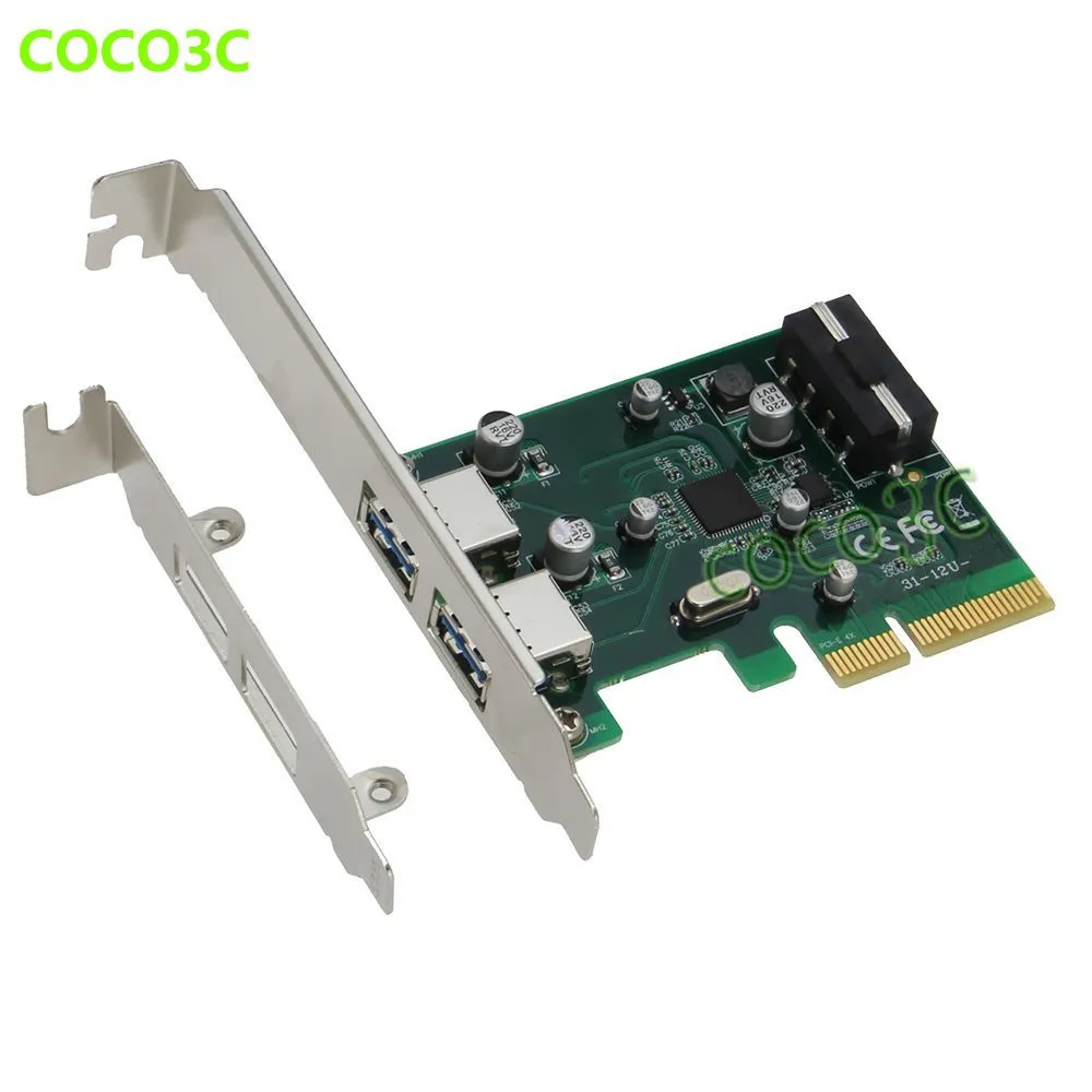 Free Shipping Superspeed 10Gbps 2 ports USB 3.1 Type-A PCI-e Controller Card  PCI Express 4x to USB3.1 Converter Adapter (6)