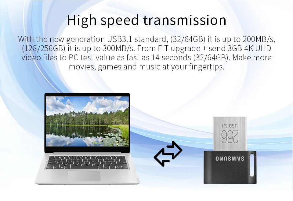 SAMSUNG USB 3,1 Pen Drive 32 ГБ, 64 ГБ и 200 м/с USB Flash Drive высокоскоростной флешки металла мини-usb карта памяти рукоять 128 GB 256 GB 300 м/с