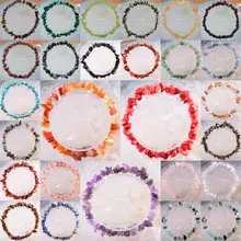 Браслет ювелирный подарок для женщин девушек натуральный камень чип бусины браслет Кристалл Опал Сердолик Lapis шнур стрейч " 1 шт