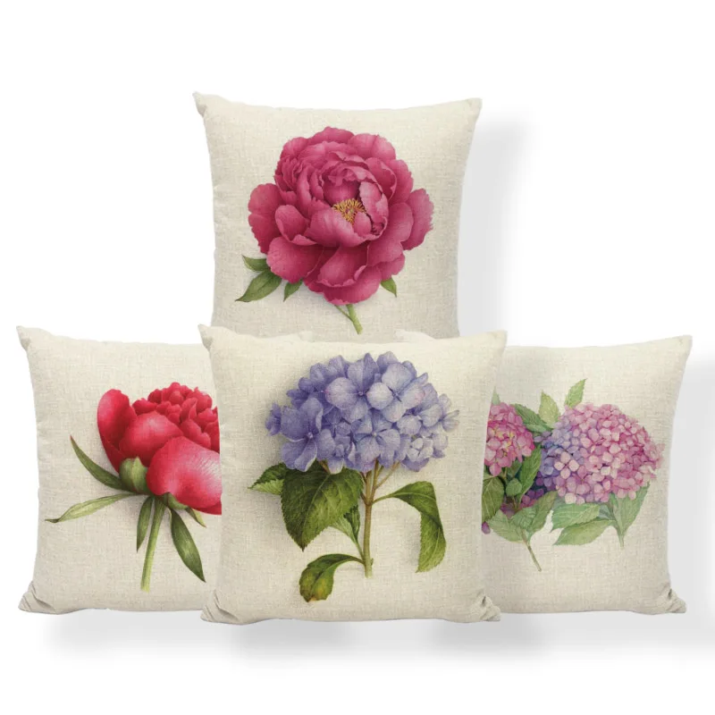 

Flowers Hydrangea Cushion Cover Rose Mandala Purslane Pillow Case Plant Anime Chair Homeware Throw Pillow Covers 18X18 Burlap