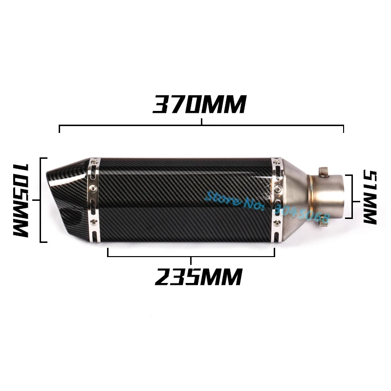 470mm 370mm 310mm Escape de la motocicleta 2 agujeros Escape silenciador modificado Universal para Ninjia 300 TMAX 530 PCX150 ATV KTM 390 CB400