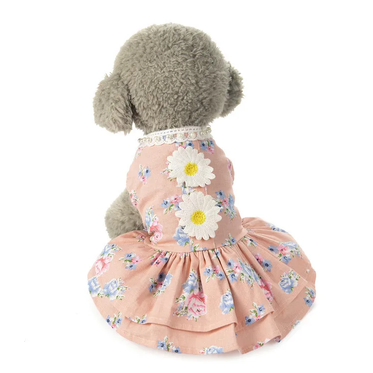FC70 Free shipping Summer Pet Dog dress Skirt Cute Sunflower Puppy Dogs