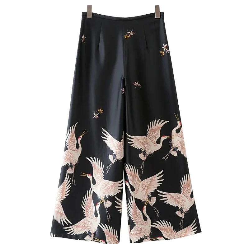 

2017 Spring Summer Fashion Printing Wide Leg Pants Female High Waist Casual Pants Women