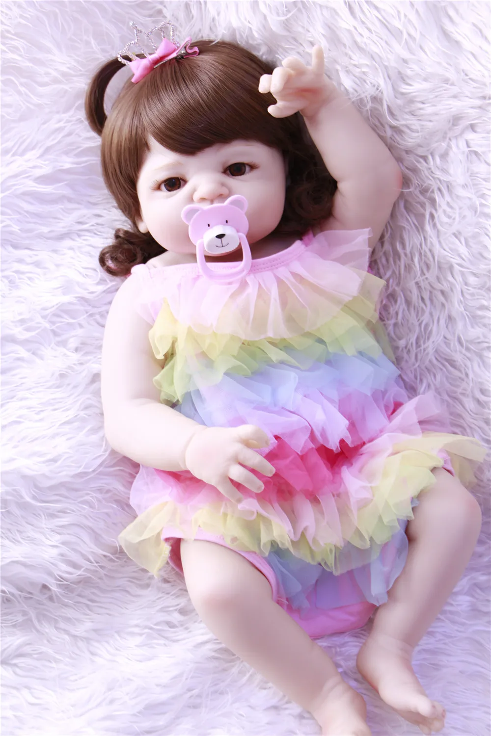 

22''57cm 100% Full Vinyl silicone Reborn Baby Dolls Toy Lifelike Babies Girl reborn toys doll Boneca Dolls kids birthday gift