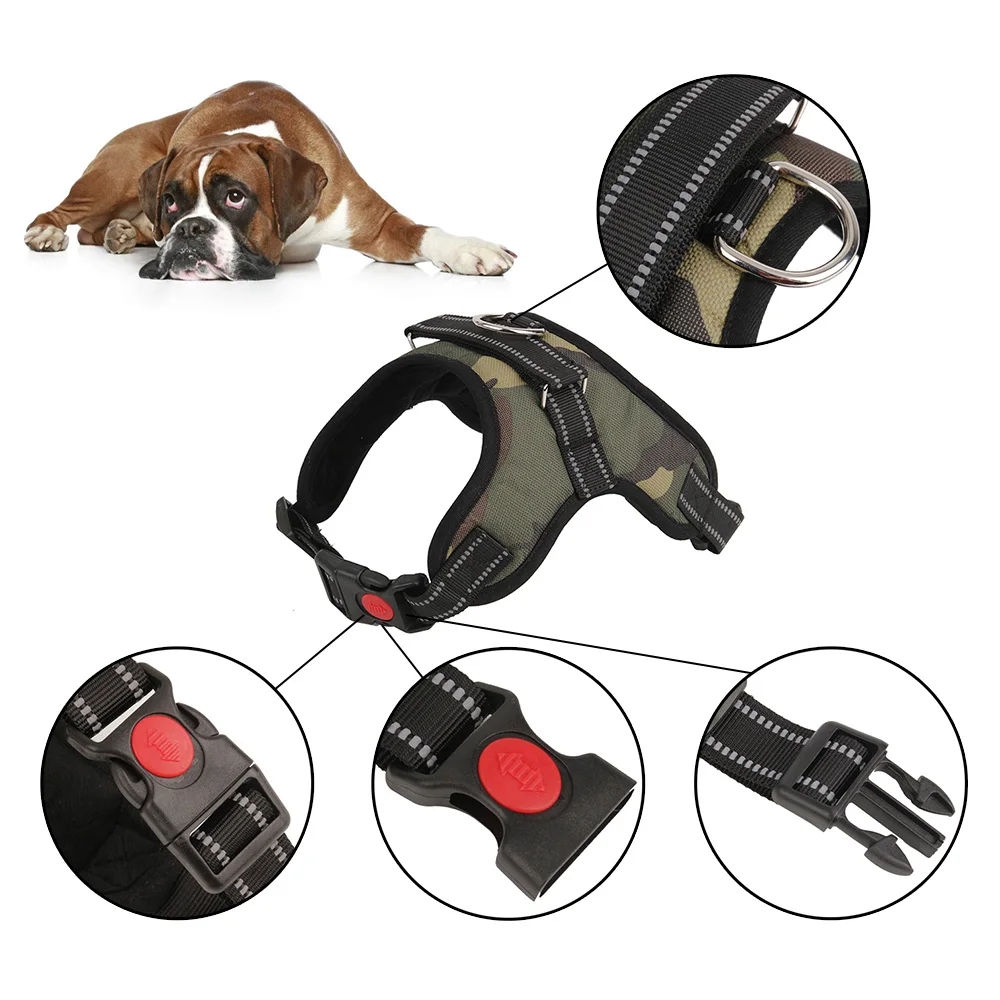 Dog Adjustable Harness Pets Collar Leopard Professional Outdoor Dogs