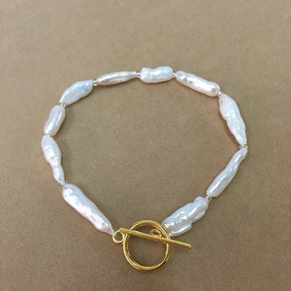 

BIWA BAROQUE PEARL BRACELET ,100% nature freshwater pearl bracelet with crystal beads,MINI PEARLS
