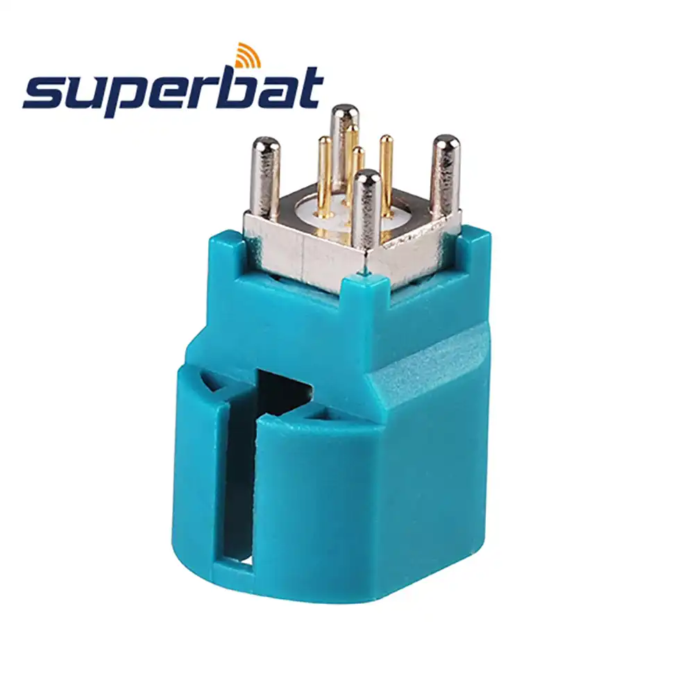 Superbat Fakra HSD Z WaterBlue/5021 разъем Женский 4Pin прямые вертикальный RF коаксиальный разъем для LDVS Dacar 535 4 жильный кабель - изображение