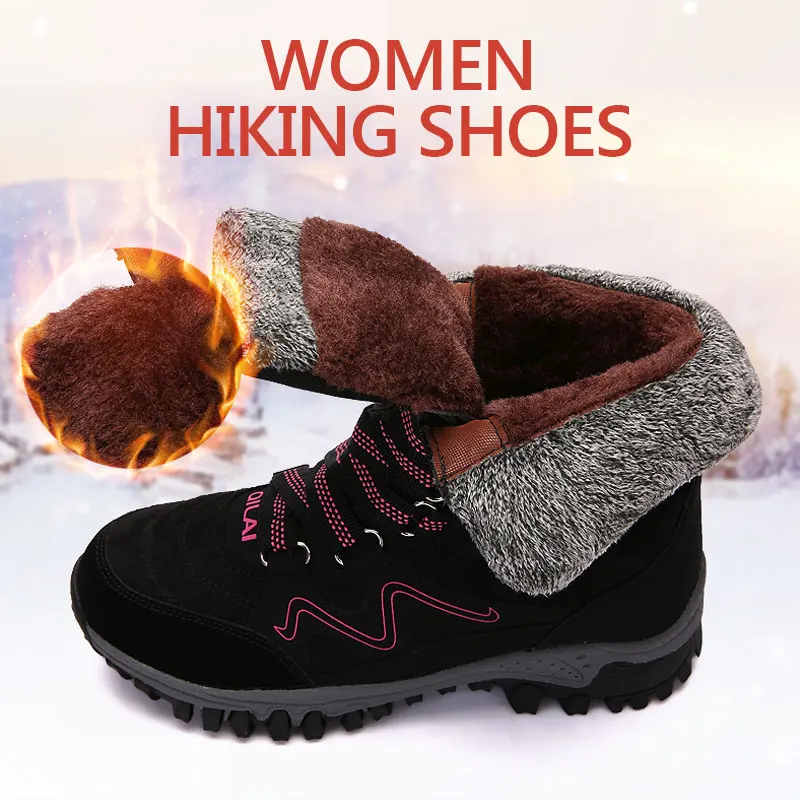 MWY الشتاء الدافئة امرأة حذاء للسير مسافات طويلة Wandelschoenen السيدات غير زلة الجبلية الرياضة أحذية تسلق في الهواء الطلق أحذية رياضية للنساء