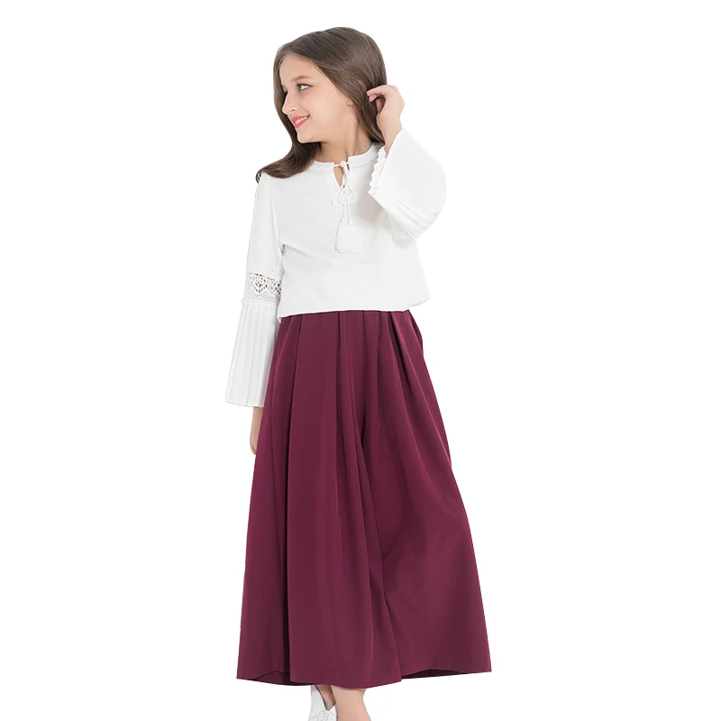 

Teenage Girls Clothing Set Long Sleeve Shirt Top Wide Leg Pants Two Piece Clothes Sets 2018 Spring Fall New Big Girl Suits
