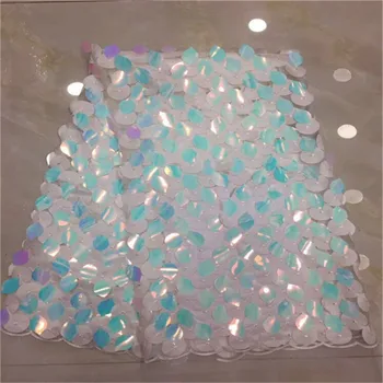 

African Lace Fabric High Quality Nigerian 3D Lace Fabric White 2019 French Net Lace Fabric With Sequins For Dress