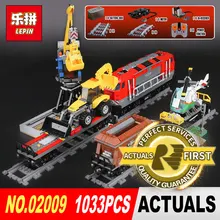 Lepin 02009 1033Pcs Genuine City Series The Heavy-haul Train Set 60098 Building Blocks Bricks Toys for Children Christmas Gift