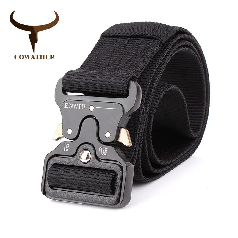 COWATHER nylon belt luxury men belts military outdoor tactical male strap jeans waistband new belt for men fashion metal buckle