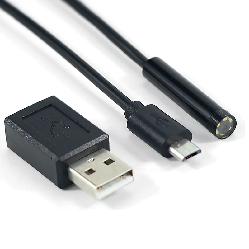 7 мм объектив Android OTG USB эндоскоп водонепроницаемый Змеиный Бороскоп USB Инспекционная камера для мобильного телефона планшета ПК 2 м