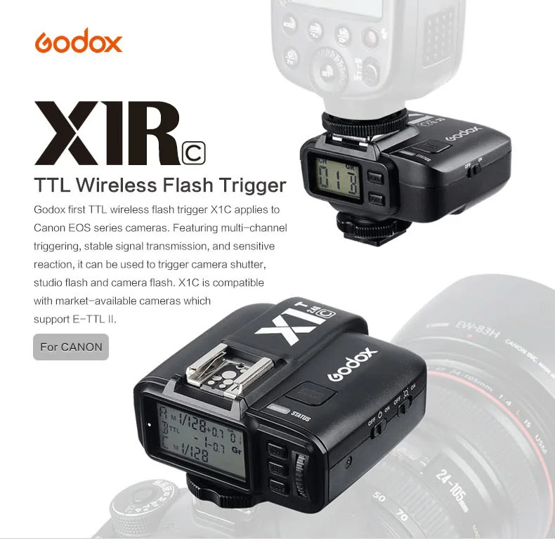 Godox X1R-C E-TTL вспышка для фотокамер Speedlite HSS 1/8000s 2,4G Беспроводной X Системы Мощность Управление для Canon Камера Вспышка Speedlite