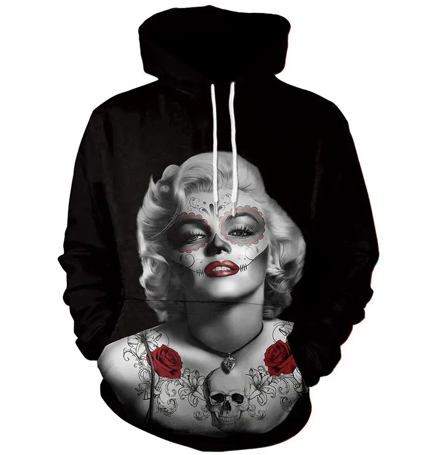Женские толстовки с капюшоном Marilyn Monroe женская толстовка пуловер свободная