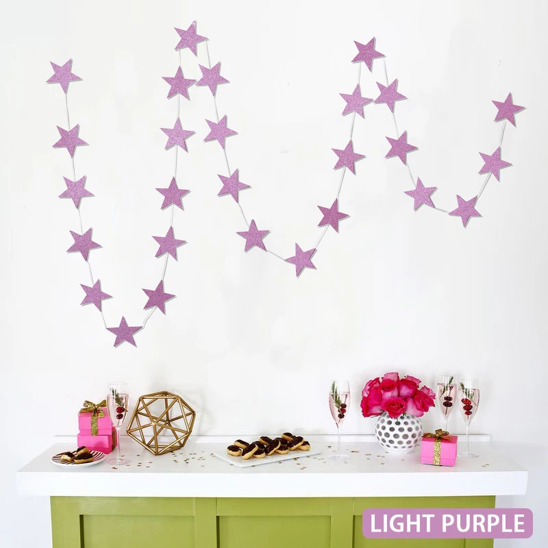 Sparkling purple 2 предмета протяженностью 4 м Размеры 7 см Бумага синий Гирлянда звезда овсянка строка висит для Одежда для свадьбы, дня рождения украшения Baby Shower - Цвет: Sparkling purple