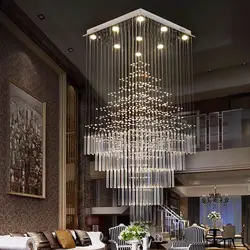 Современный светодиодный прямоугольный Кристальный подсвечник лампы лестницы подвесные светильники для виллы для отелей, моллов с AC110-240V