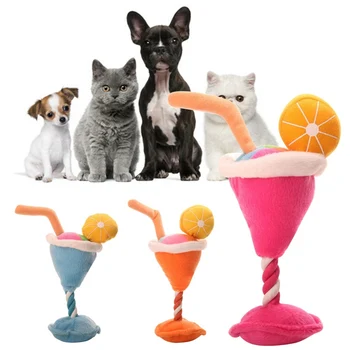 

Cute Dog Ice Cream Play Toys Puppy Plush Squeak Toy For Small Dogs Pet Cat Cleaning Teeth Chew Toys Chew Pink / Blue Pet Product