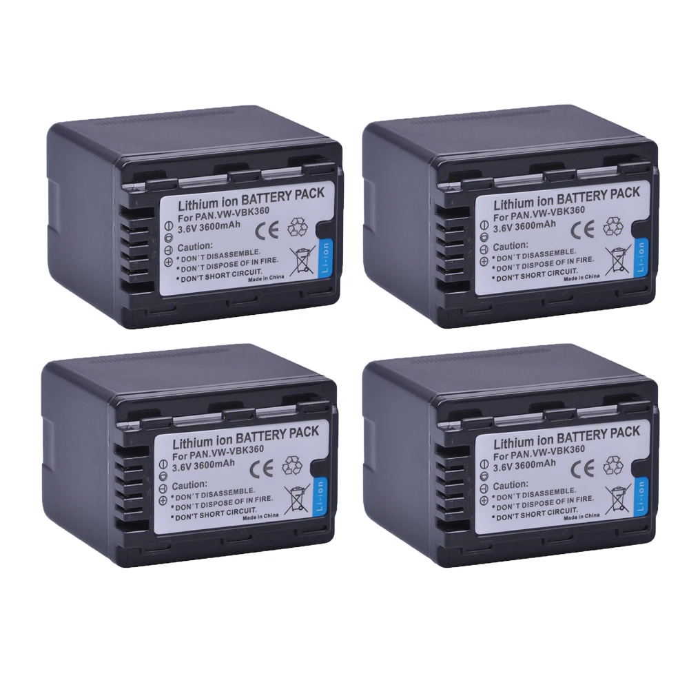 Аккумулятор для камеры VW VBK360 VWVBK360 4 шт. аккумулятор Panasonic SD40 SD60 SD80 SDX1 H85 H95 HS60 HS80 TM60