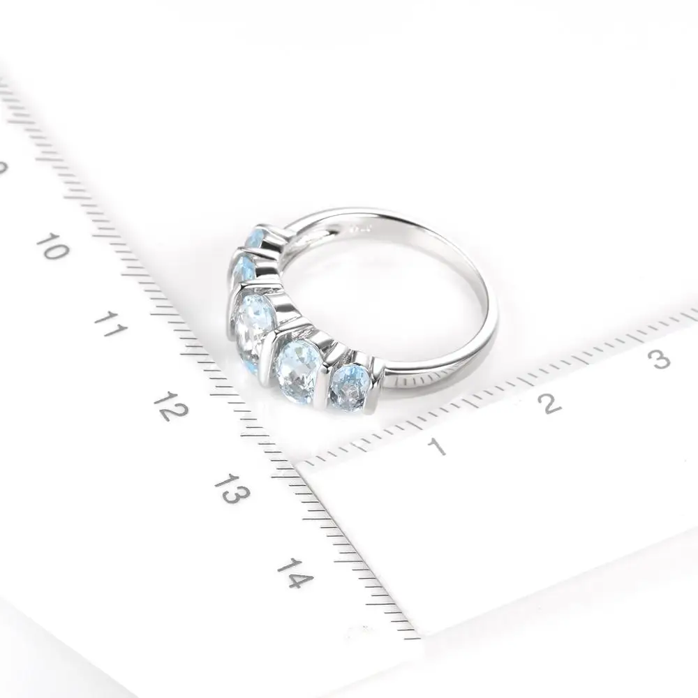 Hutang серебряное кольцо 925 ювелирные изделия, драгоценный камень 1.9ct Аквамарин Изысканные кольца с камнями для женщин, обручальное свадебное кольцо