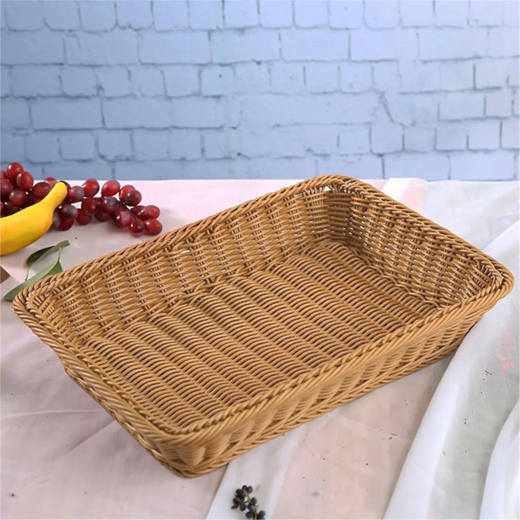 HOT Light brown simple fashion hand woven storage basket rattan food