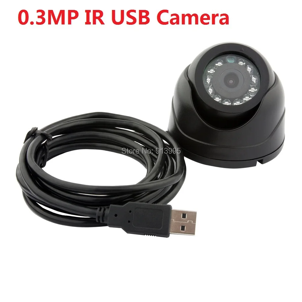 Черный купол usb 2 0 Внутренняя 0.3MP CMOS OV7725 Бесплатный драйвер ночного видения