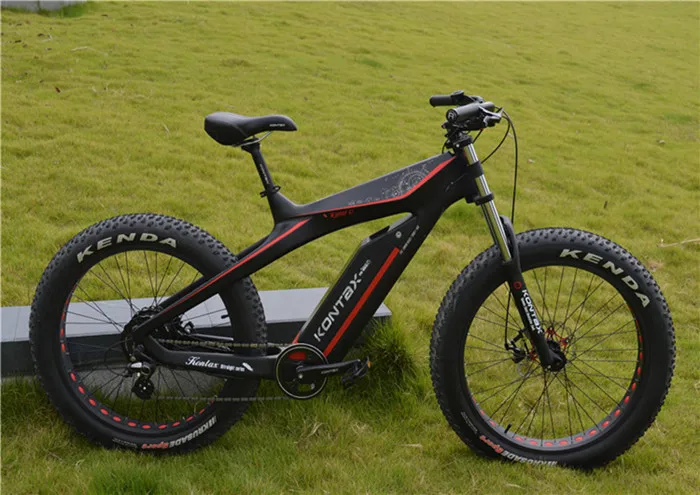 26 дюймов углеродное волокно Электрический велосипед дисковый тормоз электрический велосипед 26*4,0 шины 8 скоростей жира Электрический велосипед E-Bike с усилителем - Цвет: Черный