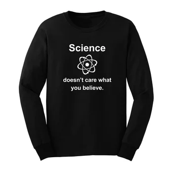 

Loo Show Mens Science Doesn't Care What You Believe Long Sleeve Adult T-Shirts Casual Men Tee