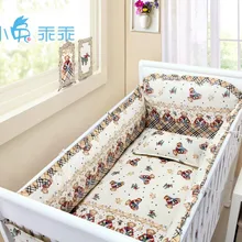 Акция! 6 шт. медведь Пеленальные принадлежности Набор кроватки Колыбель кроватки; детская кроватка Постельное белье cunas(бамперы+ лист+ наволочка