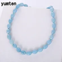 Yumten аквамариновое ожерелье, цепочки из бисера, романтические женские ювелирные изделия, вечерние аксессуары с кристаллами, геометрический Прозрачный многослойный, с бусинами