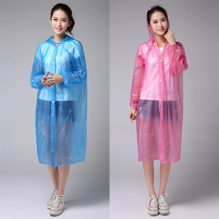 Summer Women Laides Clear Transparent Blue Pink Plastic Raincoats ...