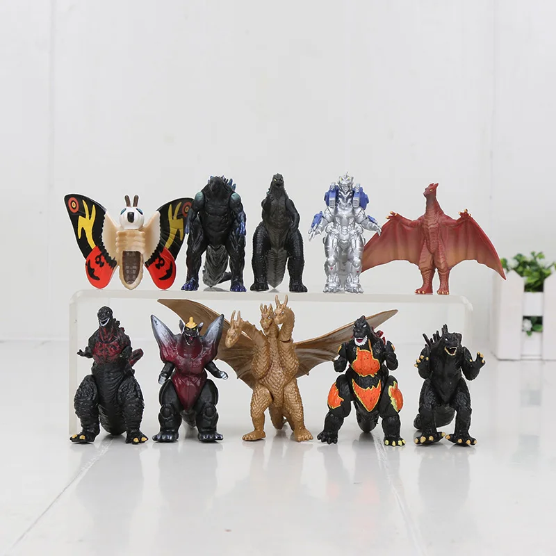 

10pcs/set king of the Rodan mothra Action Figure Movable Kaiju dinosaur doll Model Kid toy 5-10cm