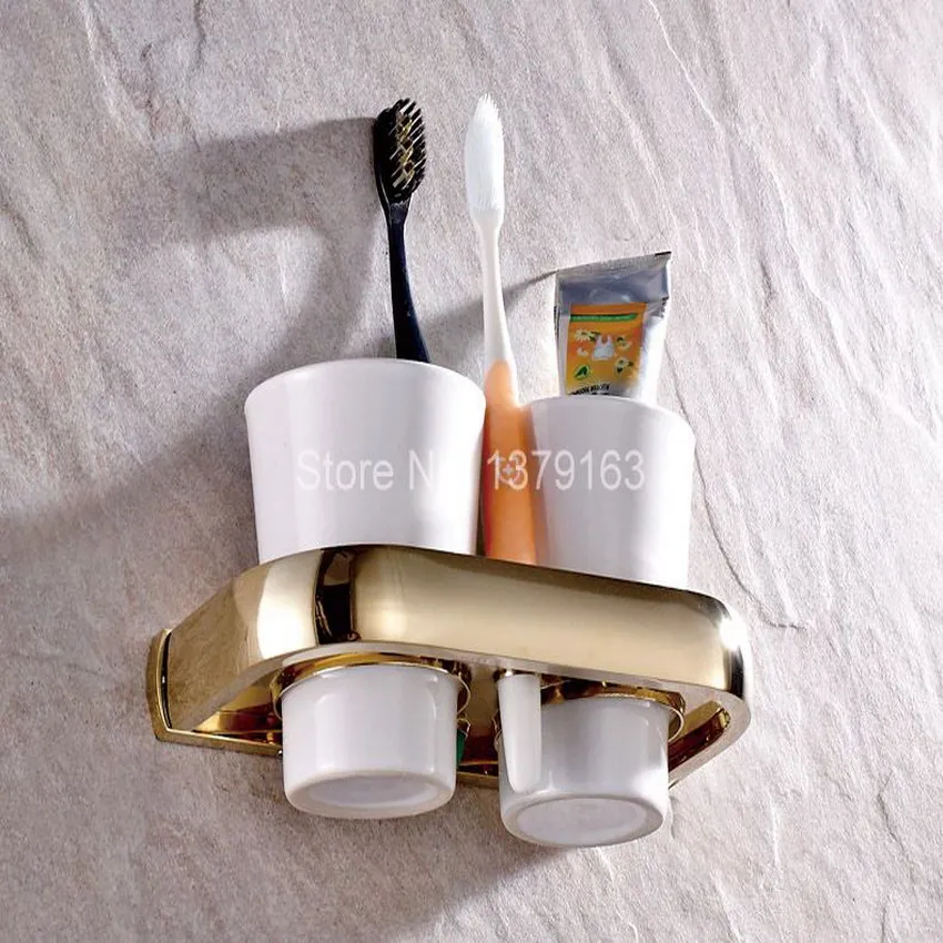 Bathroom Accessories Luxury Gold Color Brass Bath Wall Mounted Bathroom