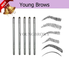 10 шт. много два глава Ручка multi-фикцию искр для Microblading Игла изогнутая плоским U Форма и круглый контакты