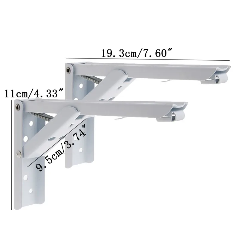 

2Pcs 8" Folding Triangle Brackets Shelf Counter Kitchen Wall Mounted + 8 Screws