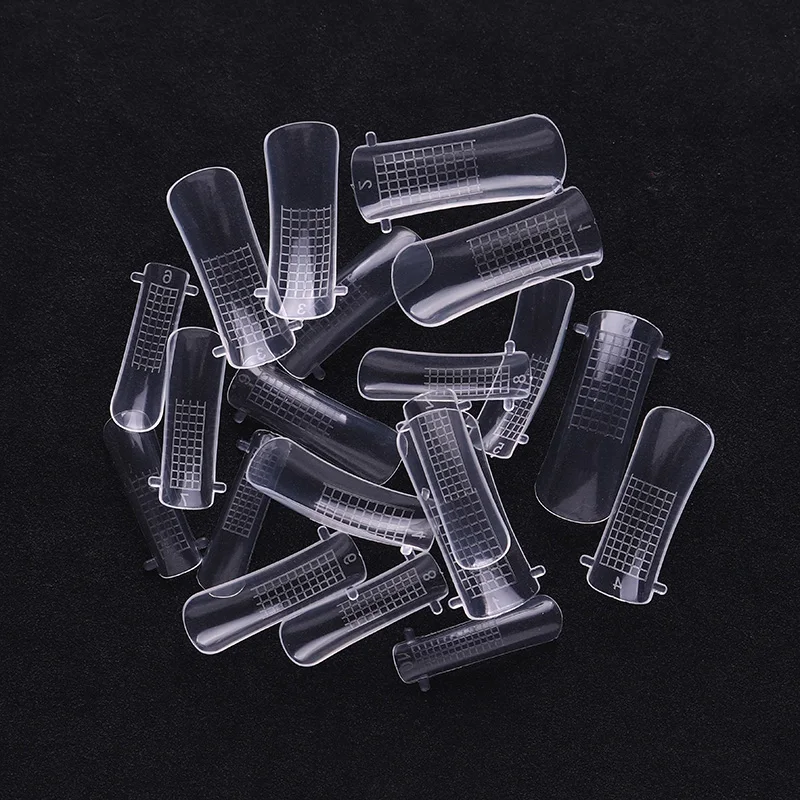 20pcs/Bag Clear Nail Forms Full Cover Quick Building Nail Tips 10 Different Size Nail Forms Finger Extension Builder UV Gel