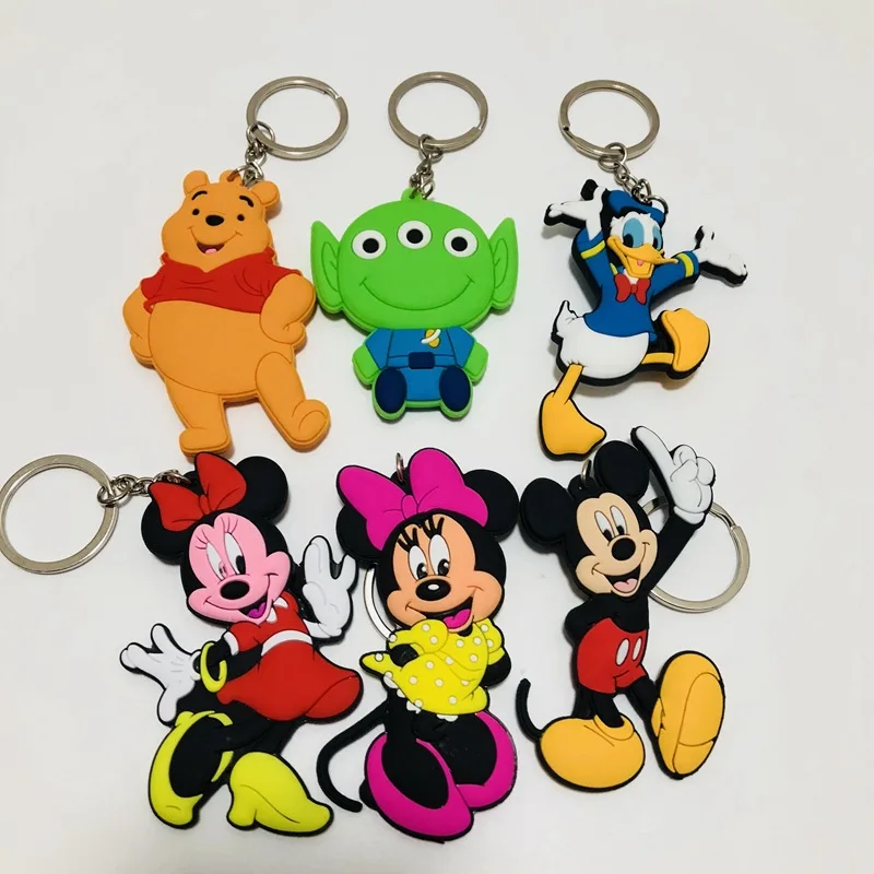 

Anime Alien mouse bear duck key chain cartoon cute cos animal novelty interesting PVC fashion kids double sided keyrings toys